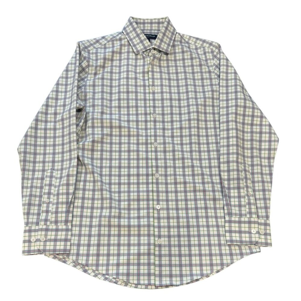 Mizzen +‎ Main Performance Shirt Mens Medium White Orange Stripes Button Up |W1
